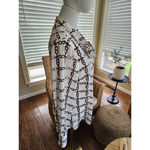 Talbots Crepe Tie Neck Top Chainlink Blouse Women's Size M NWT Equestrian - Picture 3 of 10